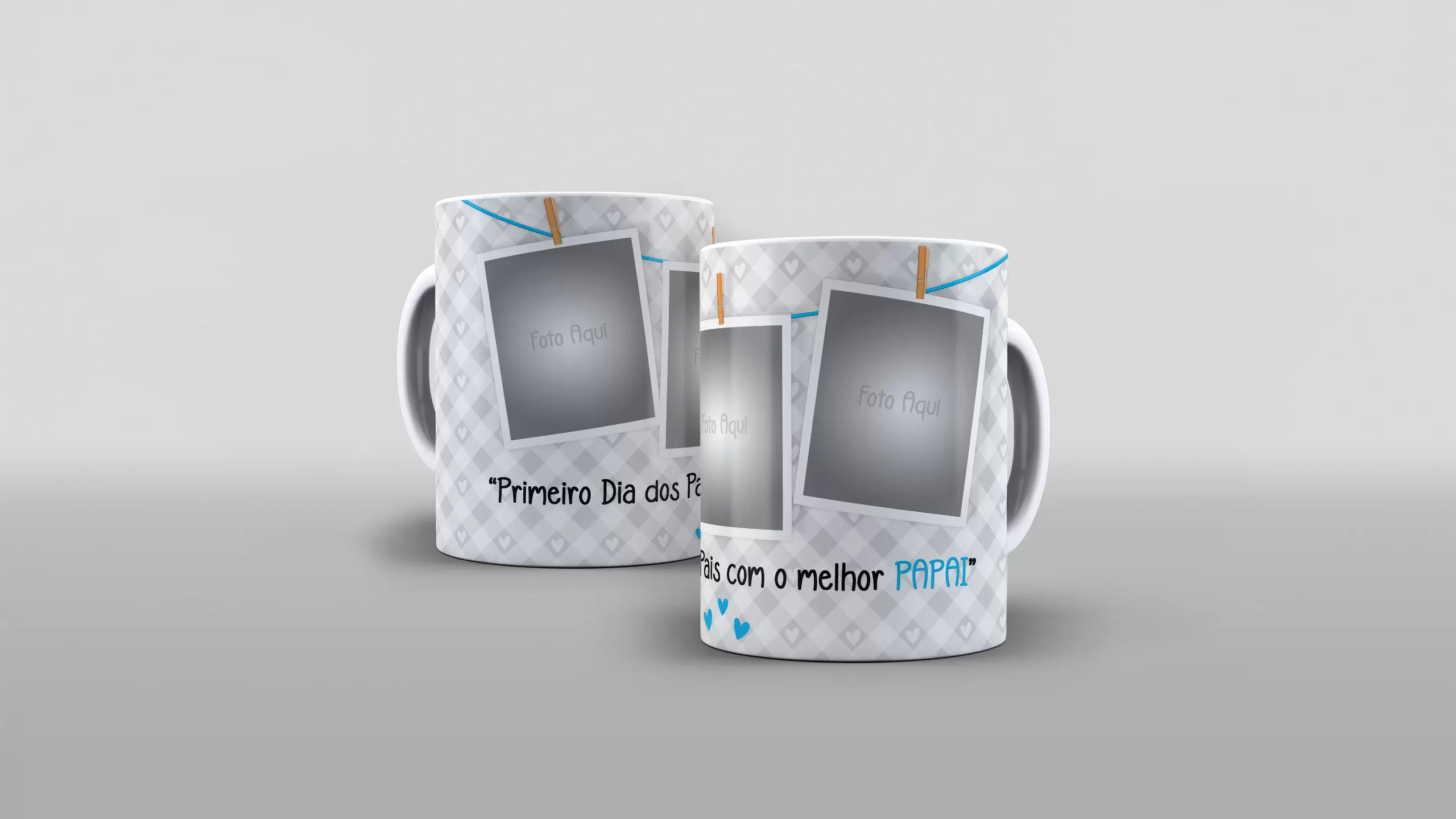 Arte Primeiro Dia dos Pais com o melhor PAPAI para caneca varal com 3 fotos