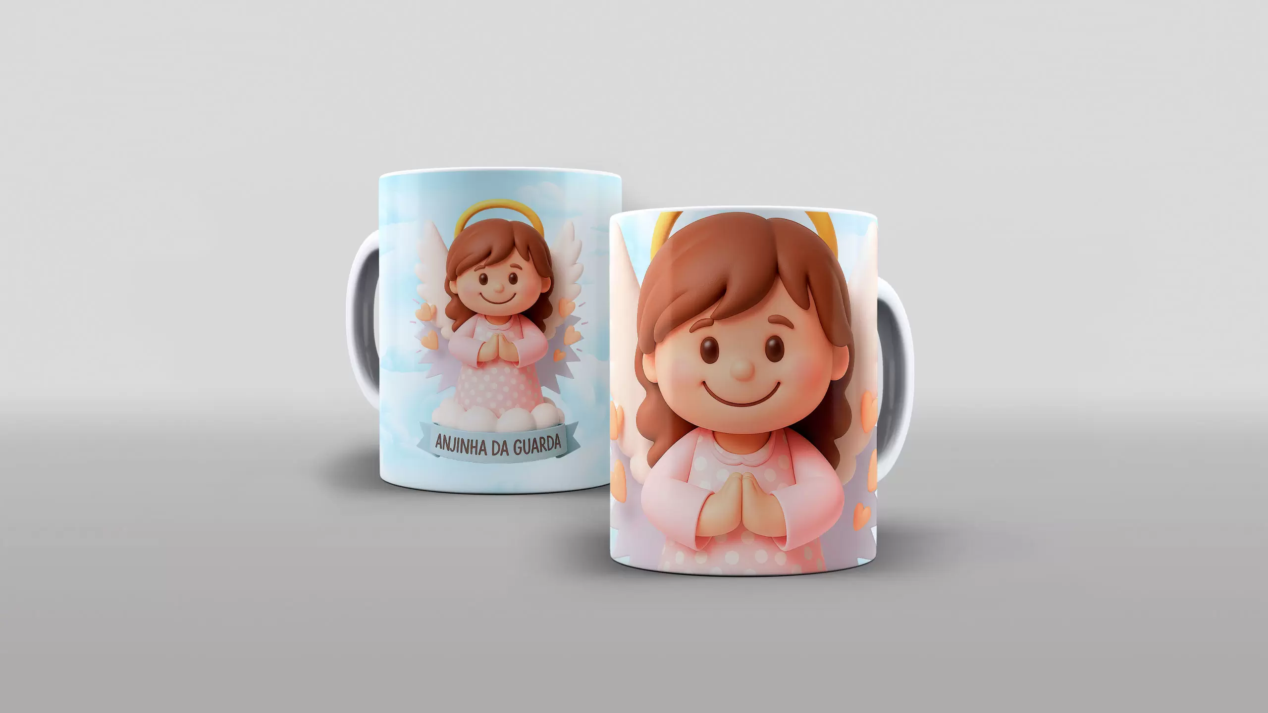 Arte Anjinha da guarda estampa digital para caneca