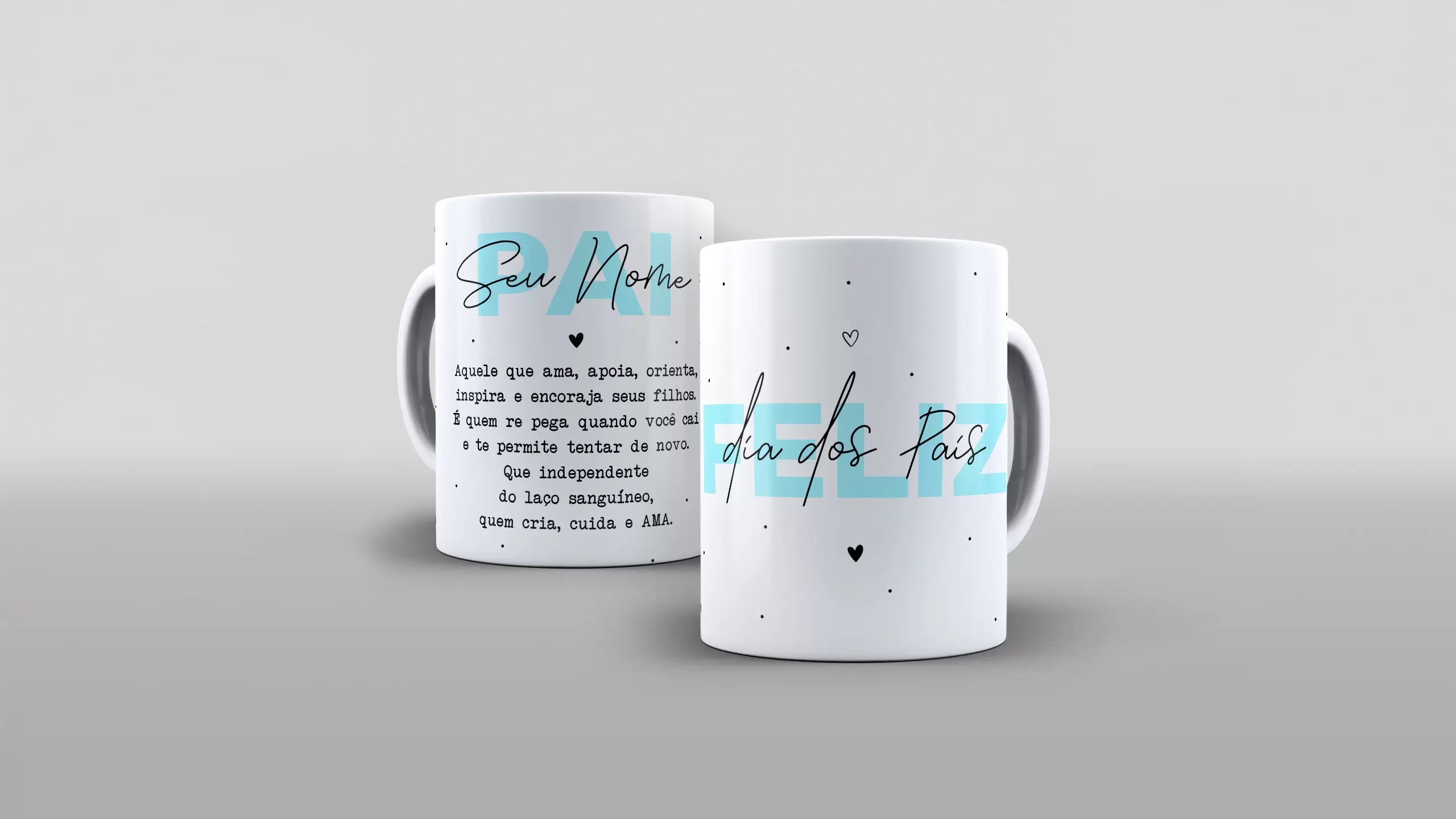 Arte PAI - Aquele que ama apoia orienta inspira e encoraja seus filhos com nome para caneca