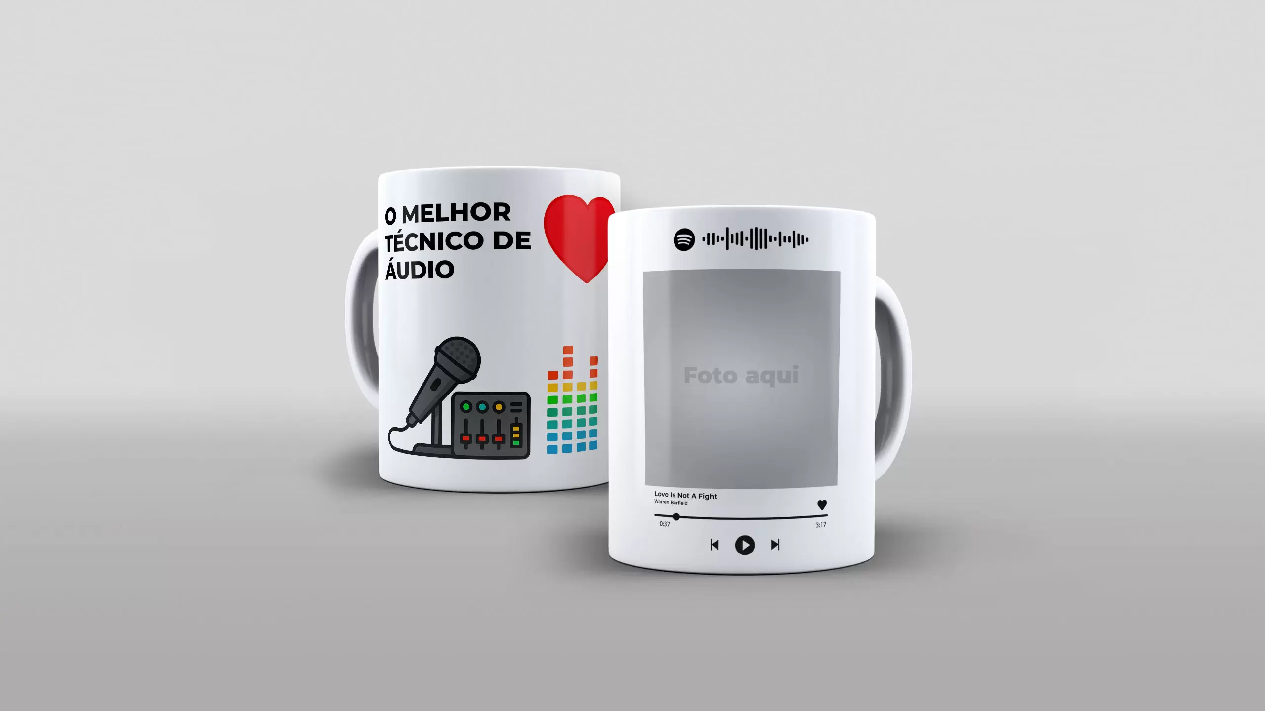 Arte O melhor técnico de áudio com espaço para foto e musica spotify