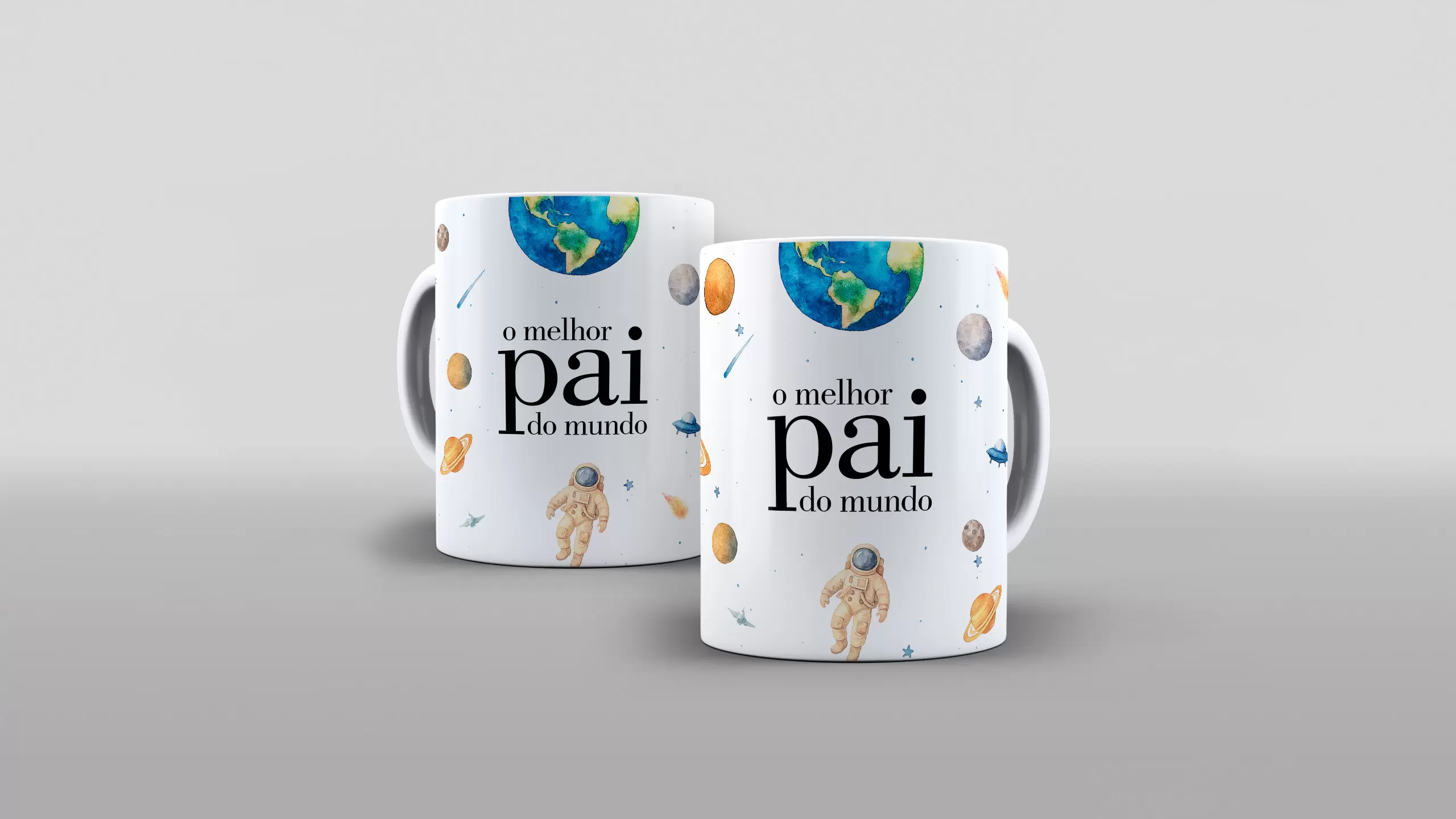 Arte O melhor pai do mundo tema galaxia espaço sideral para caneca