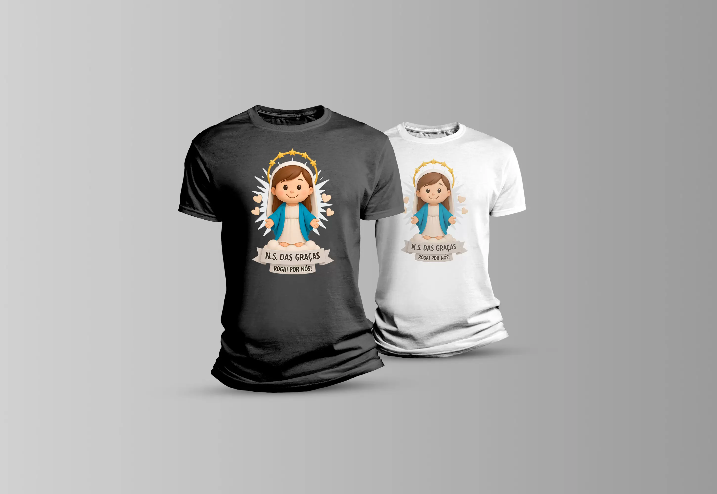 Arte santa nossa senhora das graças rogai por nós estampa para camiseta de sublimação
