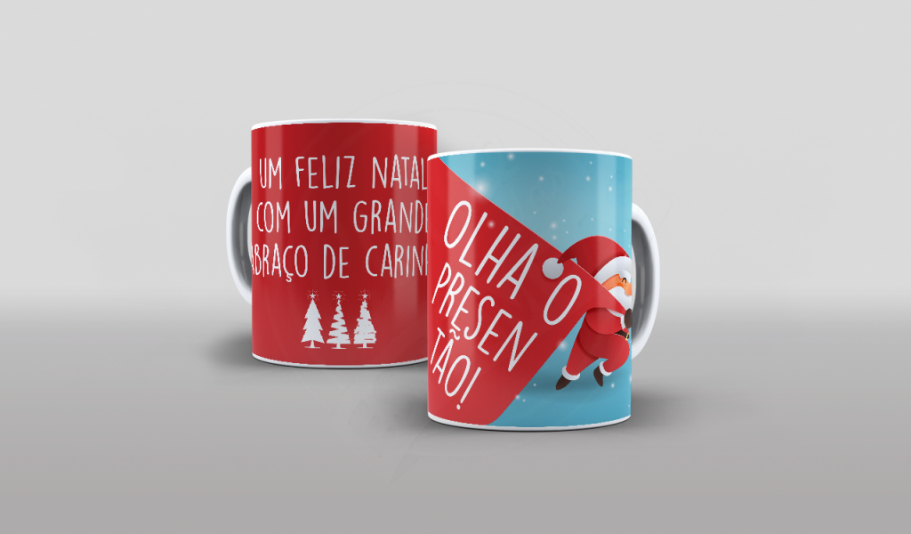 ARTE PARA CANECA UM FELIZ NATAL COM UM GRANDE ABRAÇO DE CARINHO-247