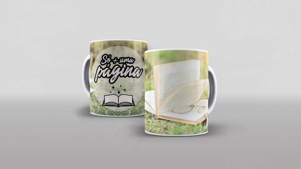 ARTE PARA CANECA BIBLIOTECARIA SÓ + UMA PÁGINA-319