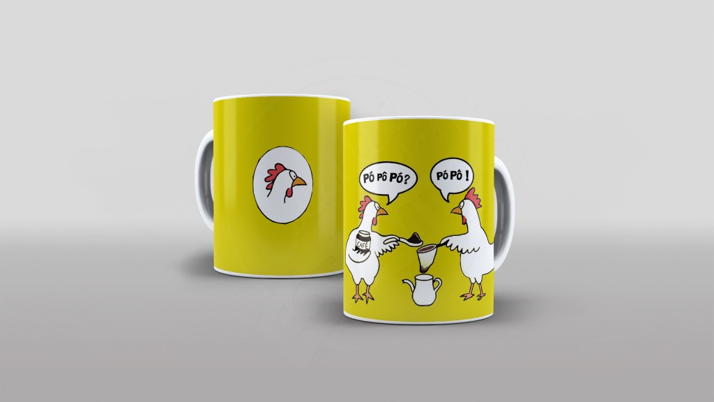 ARTE PARA CANECA FRANGO TOMANDO CAFÉ-539