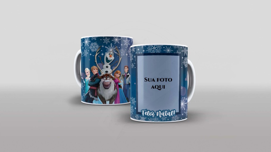 ARTE PARA CANECA FELIZ NATAL FROZEN COM FOTO-905