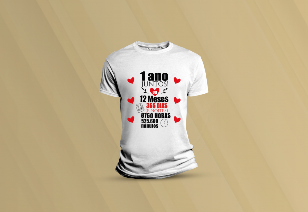 ARTE PARA CAMISETA - ROMÂNTICO - 1 ANO JUNTOS-928