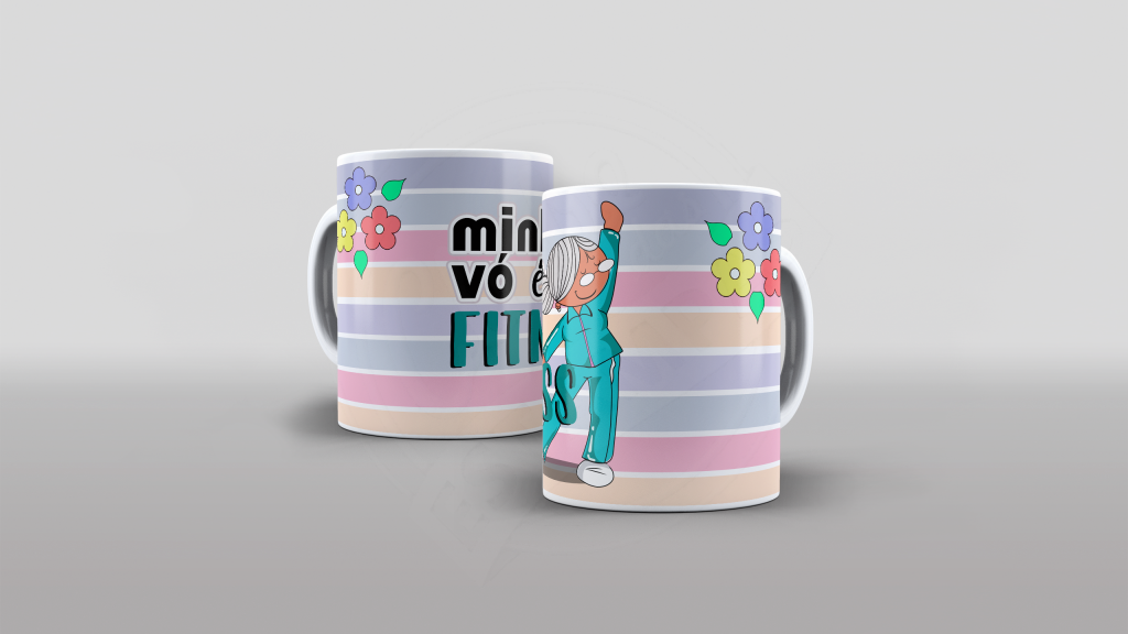 ARTE CANECA - MINHA VÓ É FITNESS  - ESTAMPA PARA CANECA-145