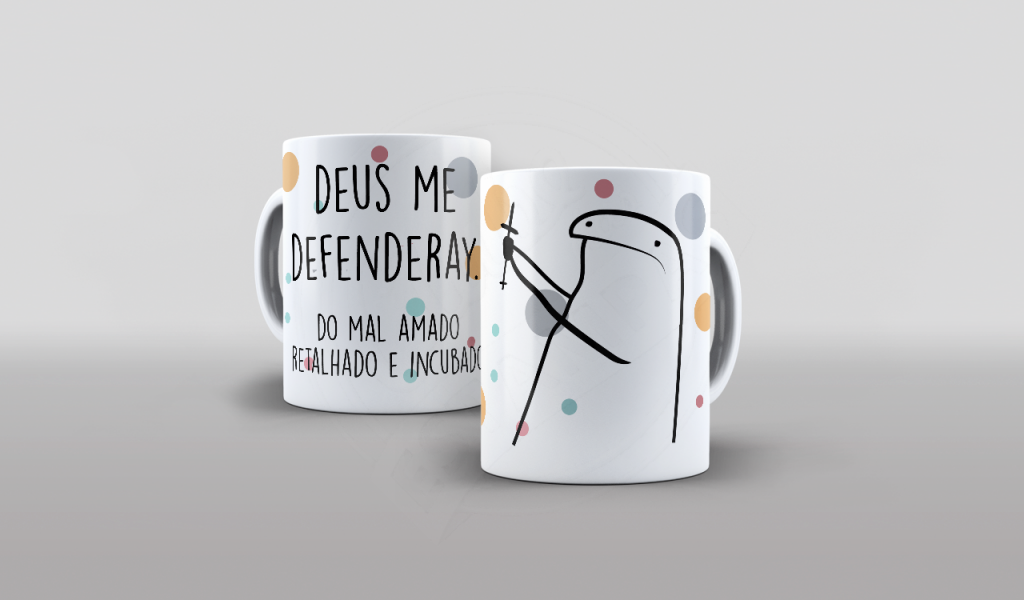 ESTAMPA PARA CANECA - FLORK - DEUS ME DEFENDEAY-715