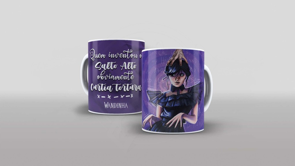 ARTE PARA CANECA - WANDINHA - QUEM INVENTOU O SALTO ALTO-765