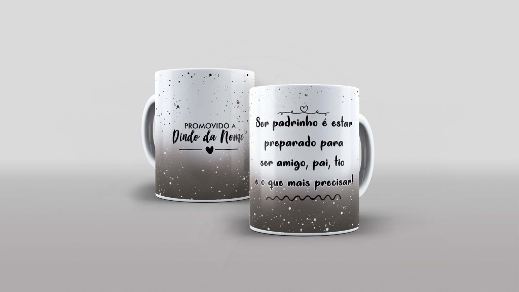 ARTE PARA CANECA COM NOME - PROMOVIDO A DINDO - DEGRADÊ-1012