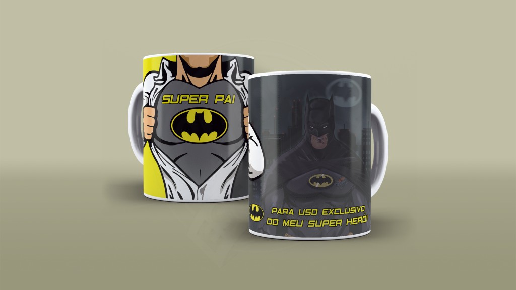 ARTE PARA CANECAS SUPER PAI TEMA BATMAN-1851