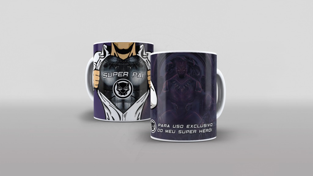 ARTE PARA CANECA SUPER PAI - TEMA PANTERA NEGRA-1858