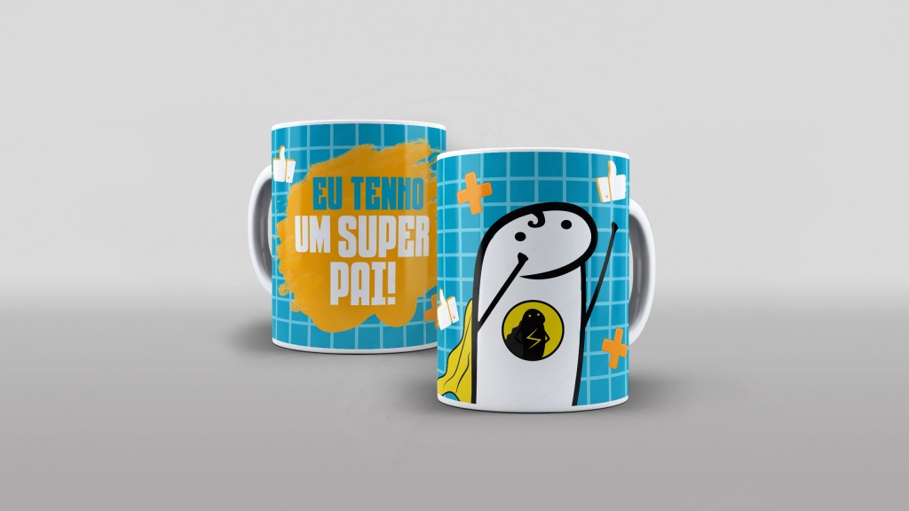 ARTE PARA CANECAS FLORK - EU TENHO UM SUPER PAI-1982