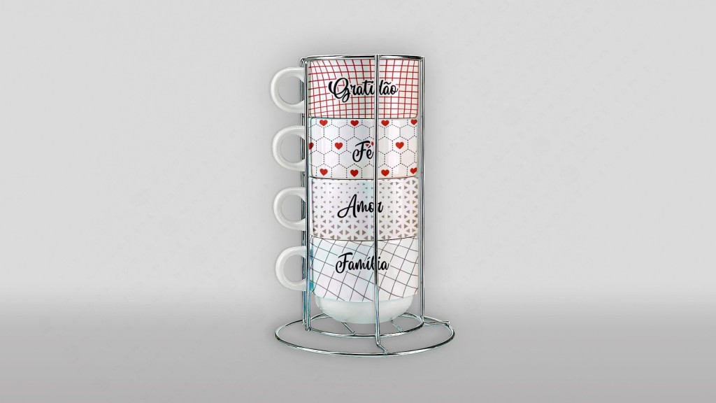 ARTE PARA TORRE DE CANECAS/XÍCARAS - GRATIDÃO, FÉ, AMOR, FAMÍLIA...-3608