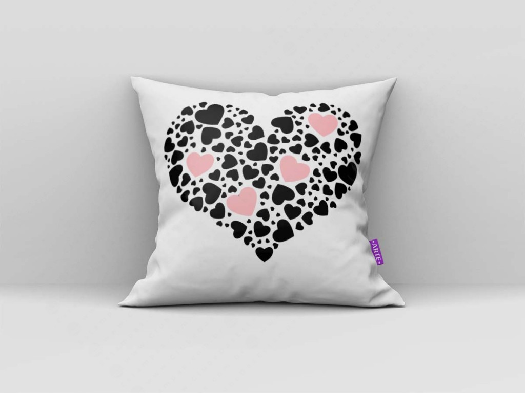 ARTE PARA ALMOFADA CORAÇÃO ROSA E PRETO - KIT APRECIE AS COISAS PEQUENAS COM CORAÇÕES-4628