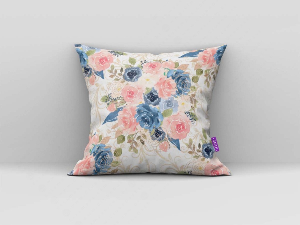 ARTE PARA ALMOFADA - KIT FLORES AZUL E ROSA-4640