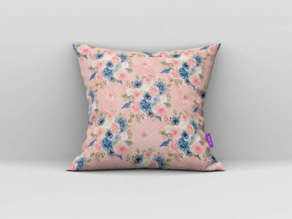 ARTE PARA ALMOFADA - KIT FLORES AZUL E ROSA-4643