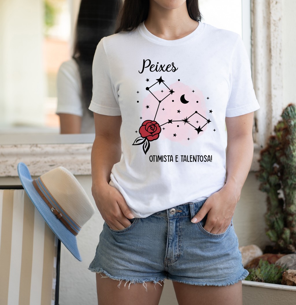 Camiseta Peixes - Signos Flower-6053