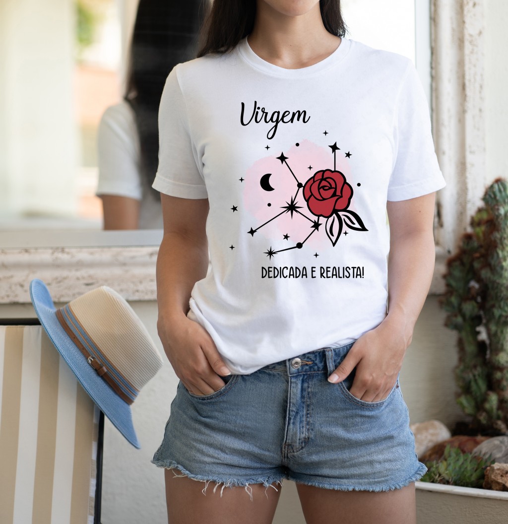 Camiseta Virgem - Signos Flower-6056