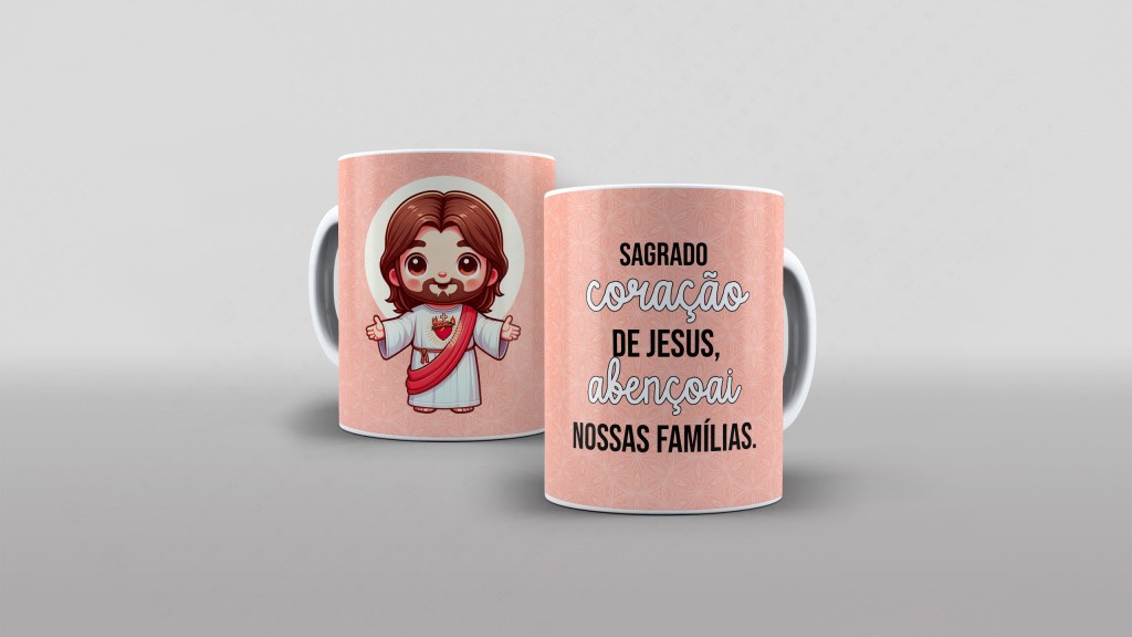 Arte sagrado coraçao de jesus para caneca santos fofitos com frase - clube das estampas-6063