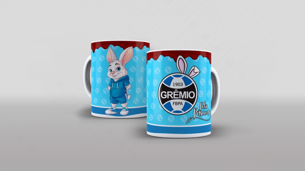 Arte mascote da pascoa time gremio para caneca-6068