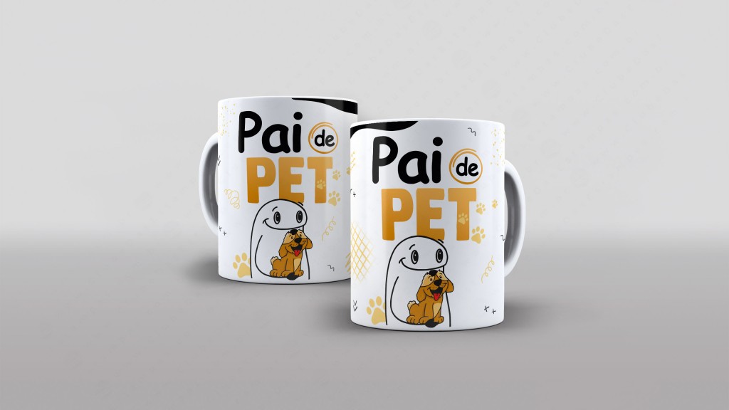 Arte Flork Pai de pet doguinho cachorro caramelo pra caneca-6203