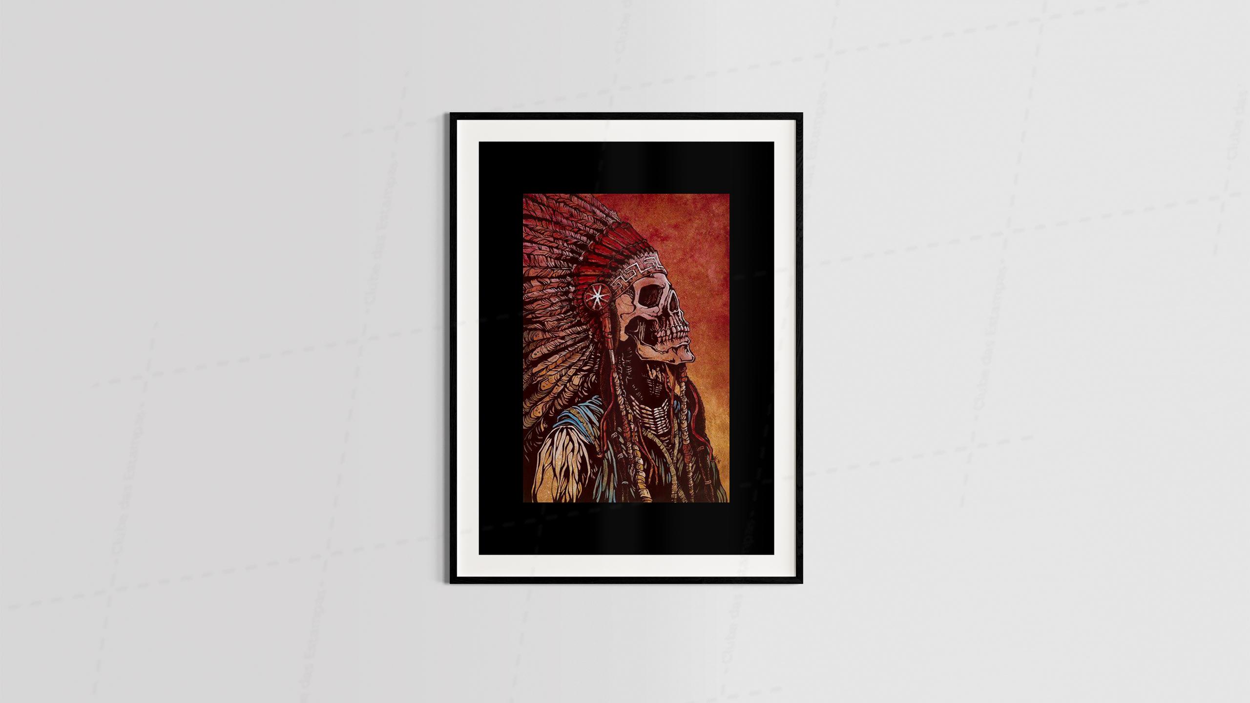 Arte indio page caveira tema alternativo diversos pra quadros e placas-6427