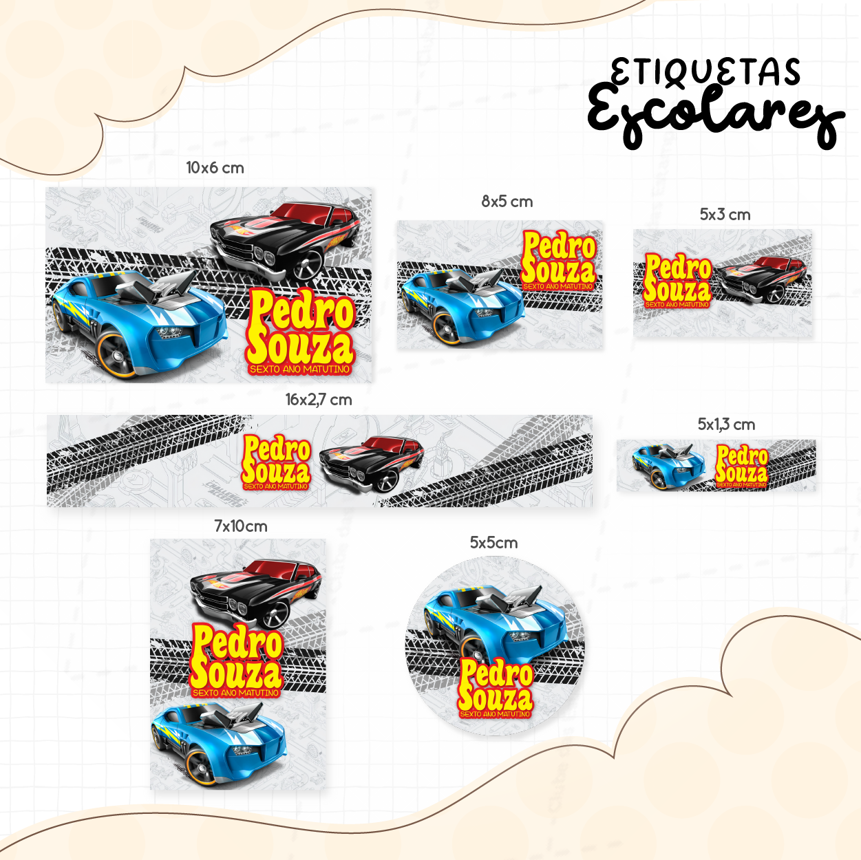 Arte etiquetas escolares Hot Wheels com nome-7947
