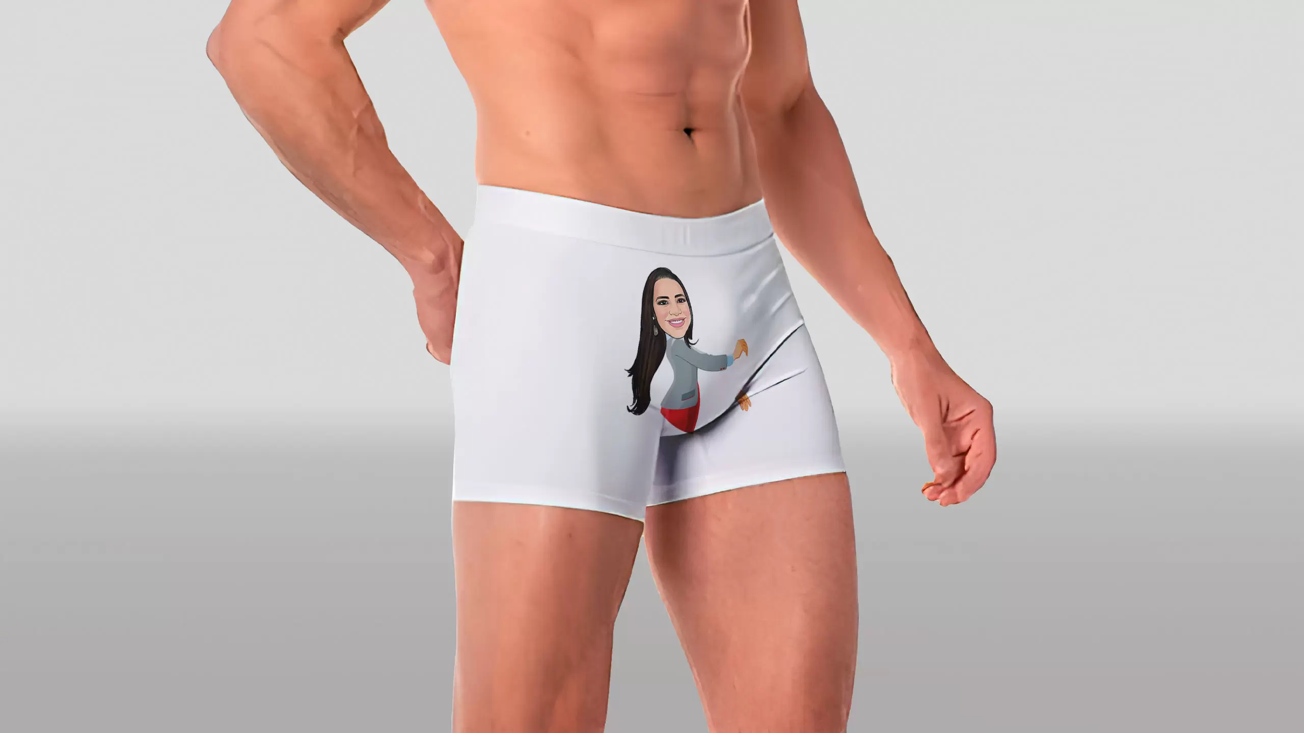 Arte para Cueca Mulher Segurando o tal o piu piu