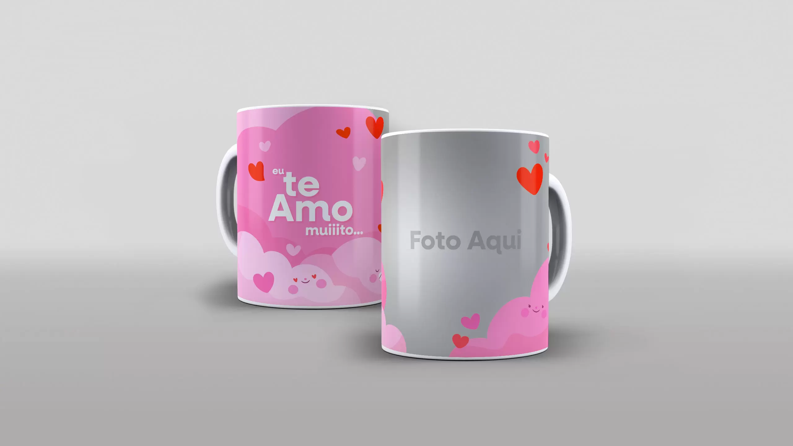 Arte Eu te amo muiiito com espaço para foto estampa para caneca