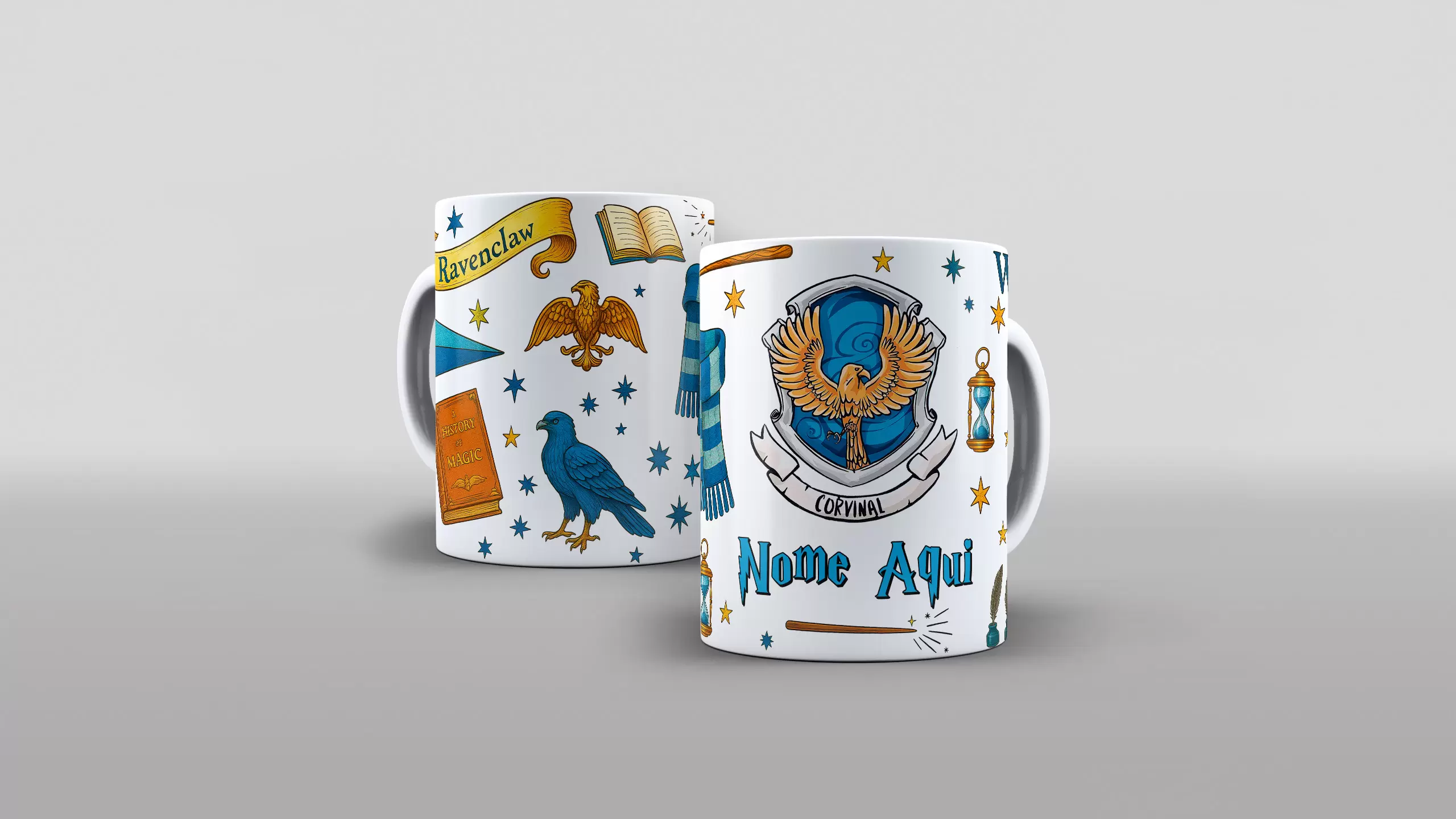 Arte Corvinal com nome Harry Potter para caneca