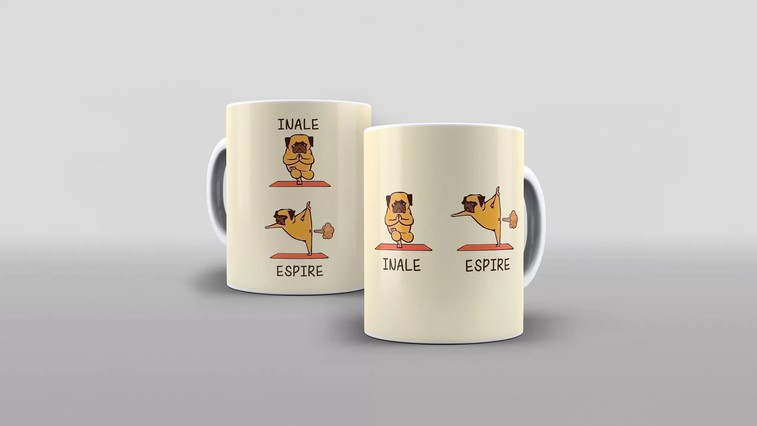 Arte pug dog cachorro Inale Espire para caneca